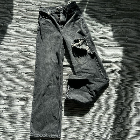 12th Tribe Denim - 12th Tribe: Brooklyn Washed Black Slash Boyfriend Jeans
